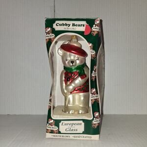 1997 Cubby Bears Glass Christmas Ornament Hand Blown